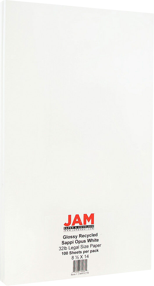 Glossy White 32lb 8 1/2 x 14 2 Sided Paper