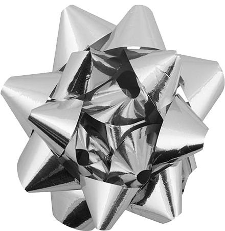 Silver 3 1/2 Inch Small Gift Bows - 12 Pack