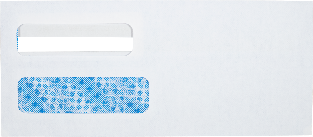 White with Security Tint 24lb #10 Double Window Envelopes (4 1/8 x 9 1/2) with Redi Seal