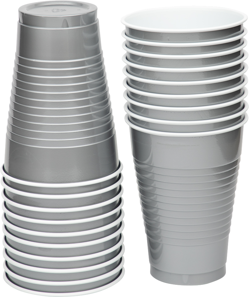 Silver 12oz Plastic Cups - 20 Pack