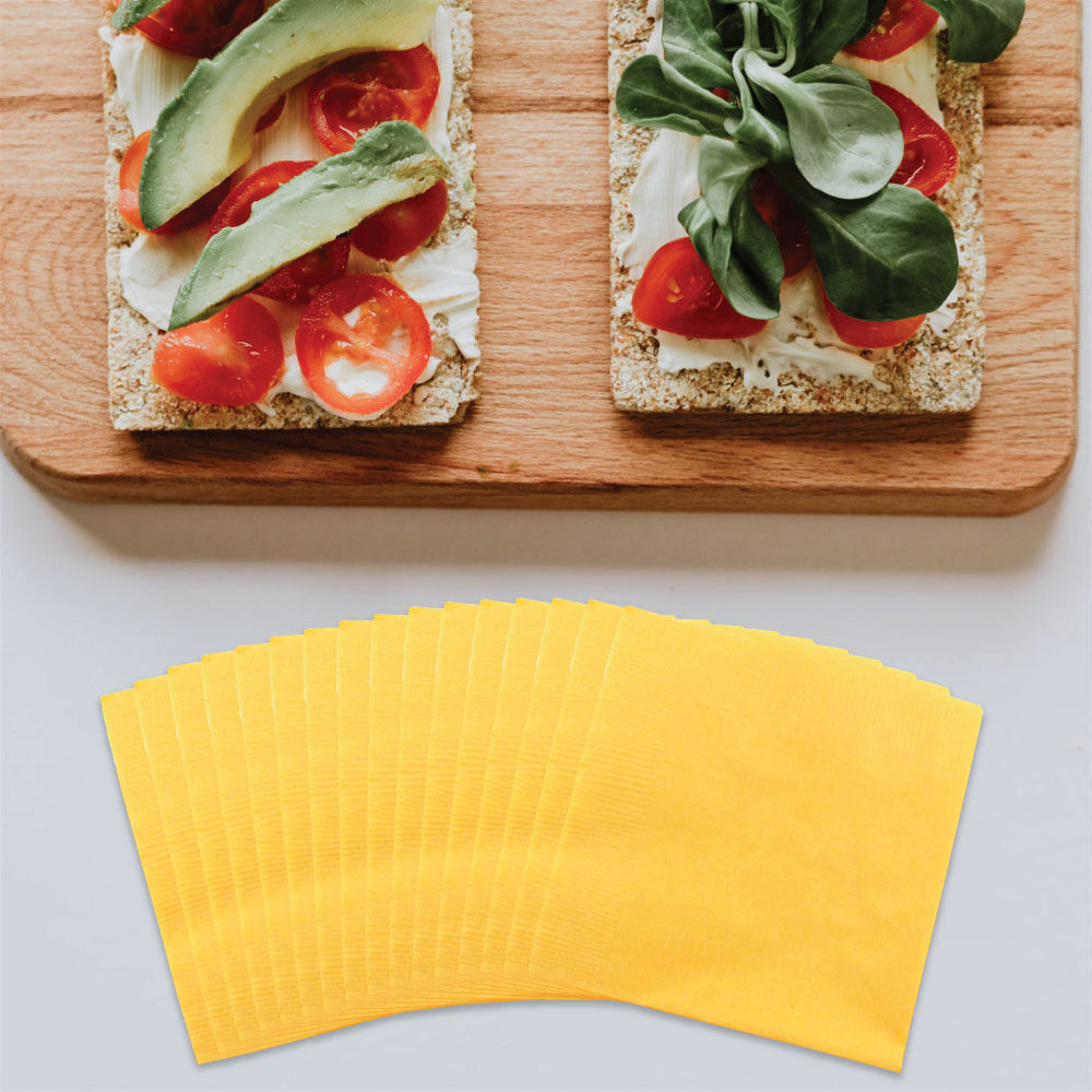 Yellow 5 x 5 3-Ply Beverage Napkins