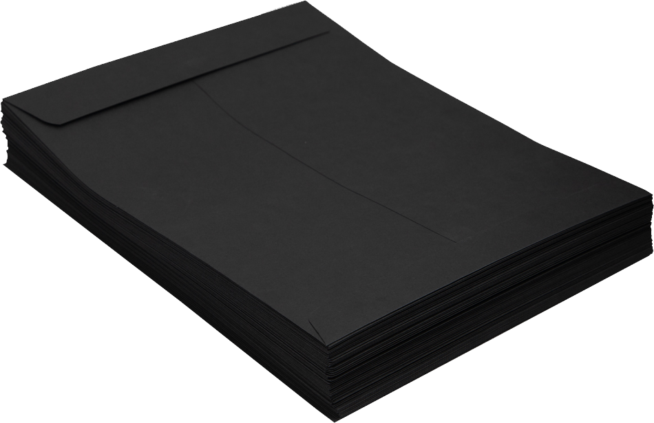 Smooth Midnight Black 28lb 9 x 12 Open End Envelopes with Peel & Seal