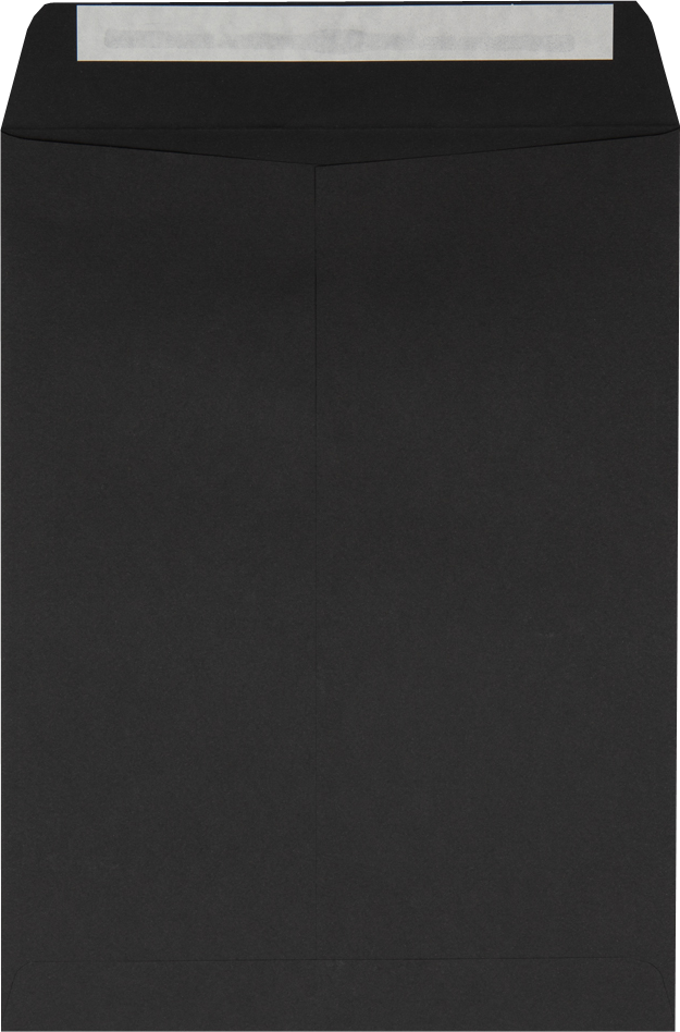Smooth Midnight Black 28lb 9 x 12 Open End Envelopes with Peel & Seal
