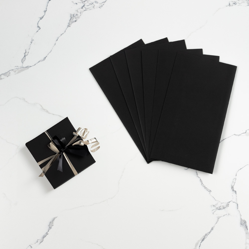Black Matte 30" x 20" Wrapping Paper Sheets (25 Sq Ft Total Pack) - 6 Pack