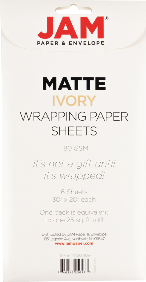 Ivory Matte 30" x 20" Wrapping Paper Sheets (25 Sq Ft Total Pack) - 6 Pack