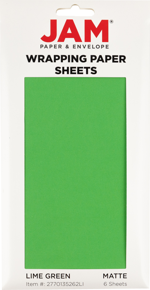 Lime Green Matte 30" x 20" Wrapping Paper Sheets (25 Sq Ft Total Pack) - 6 Pack