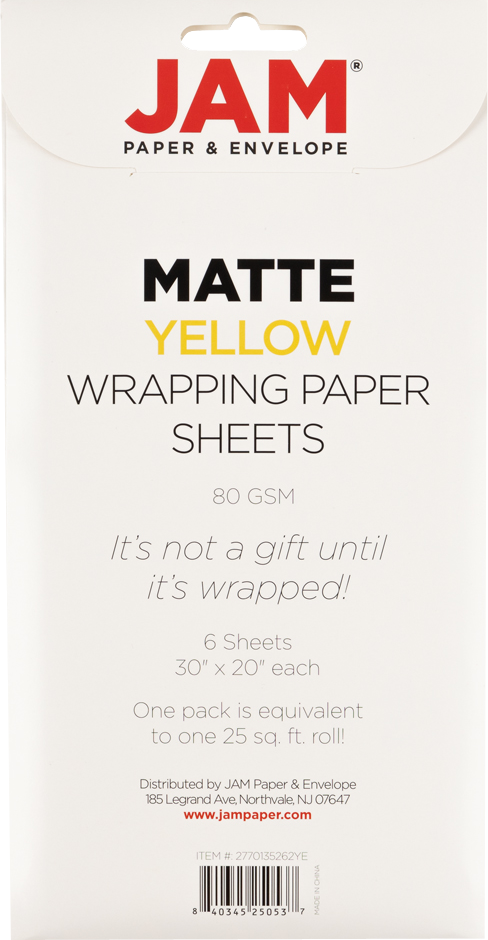 Yellow Matte 30" x 20" Wrapping Paper Sheets (25 Sq Ft Total Pack) - 6 Pack