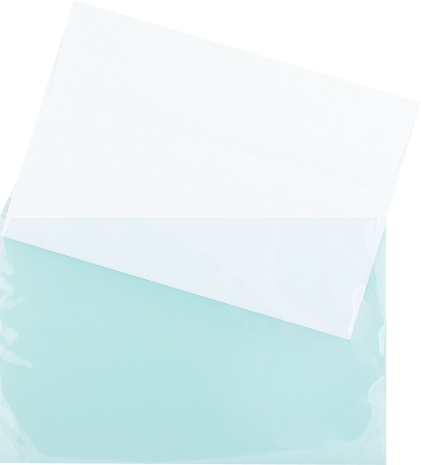 Aqua 1.6mil 5 7/16 x 8 5/8 Cello Envelopes with Peel & Seal