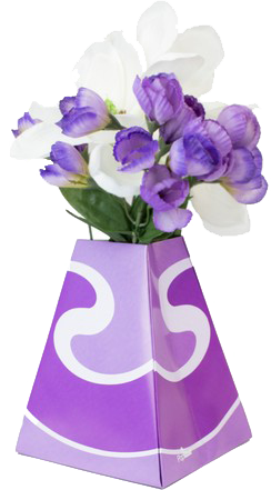 Violet Swirls Design Paper Pop Flower Vases - 3 Pack