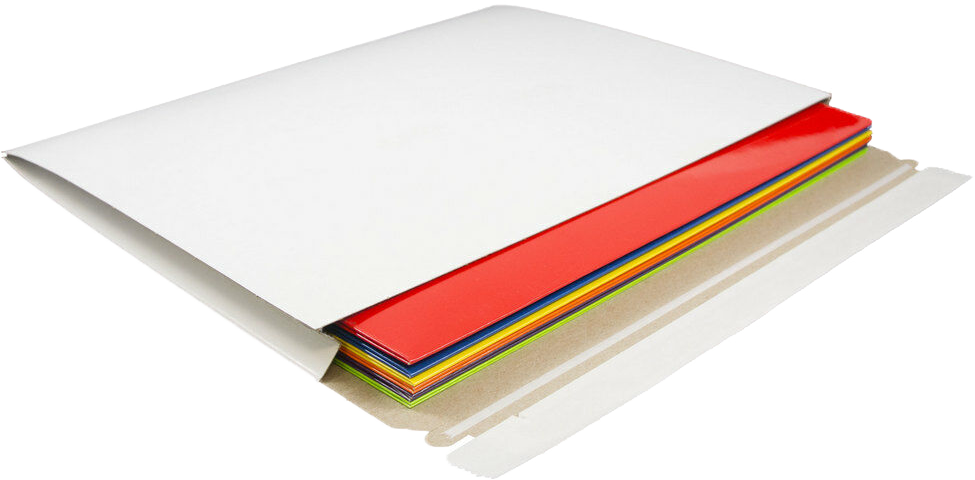 White 130lb 12 1/2 x 9 1/2 x 1 Photo Mailer Envelopes with Peel & Seal