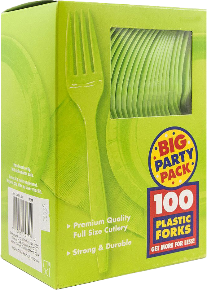 Lime Green Plastic Forks - 100 Pack