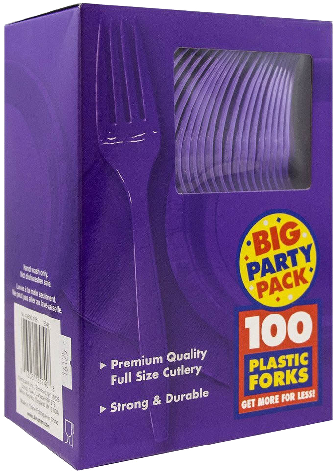 Purple Plastic Forks - 100 Pack