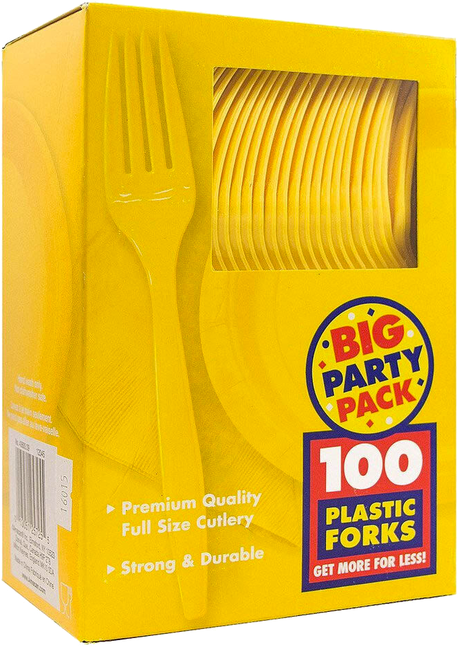 Yellow Plastic Forks - 100 Pack