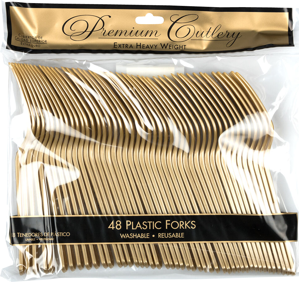 Gold Plastic Forks - 50 Pack