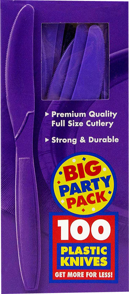 Purple Plastic Knives - 100 Pack