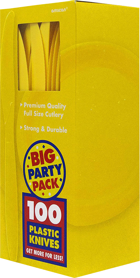 Yellow Plastic Knives - 100 Pack