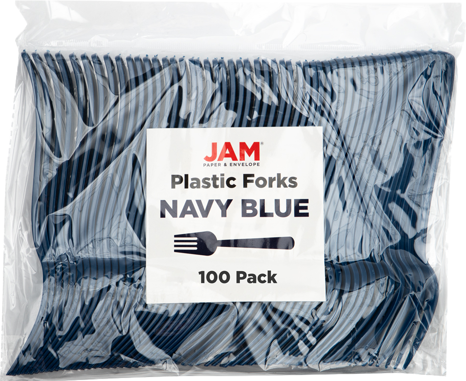 Navy Blue Plastic Forks - 100 Pack