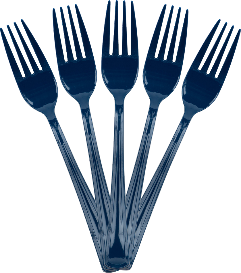 Navy Blue Plastic Forks - 50 Pack