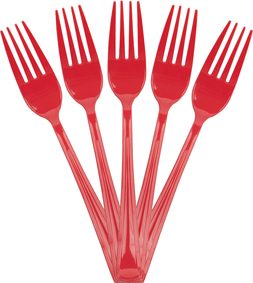 Red Plastic Forks - 50 Pack