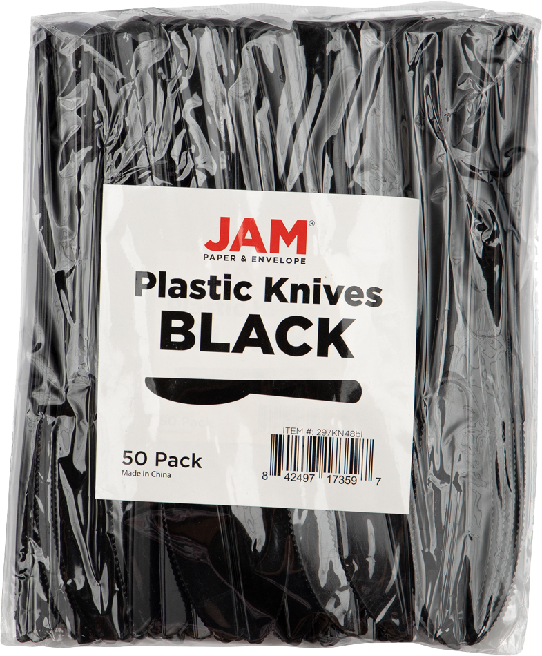 Black Plastic Knives - 50 Pack