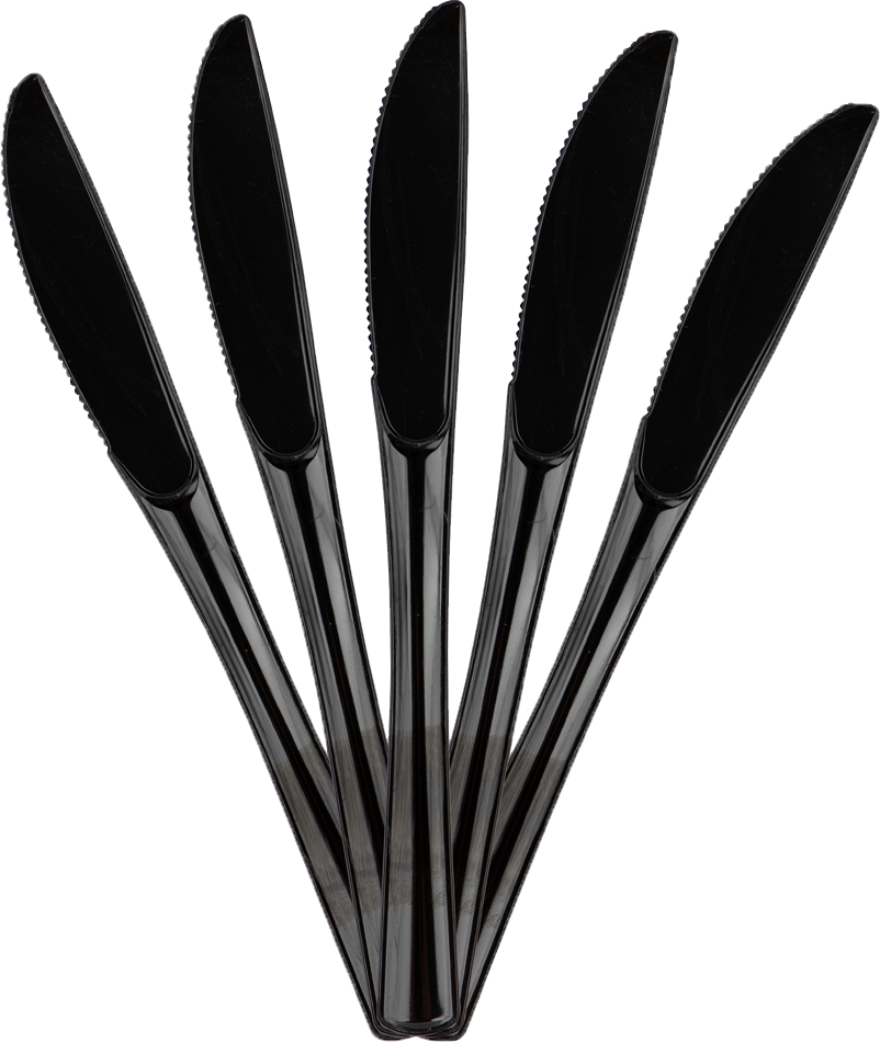 Black Plastic Knives - 50 Pack