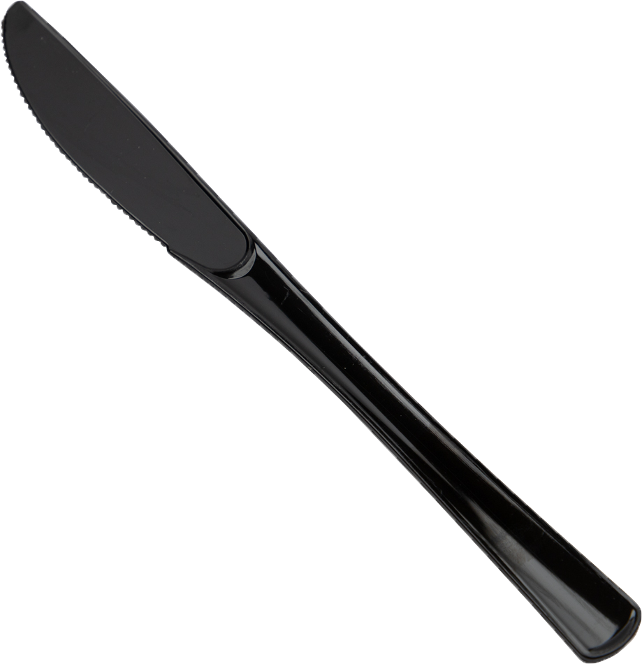 Black Plastic Knives - 50 Pack