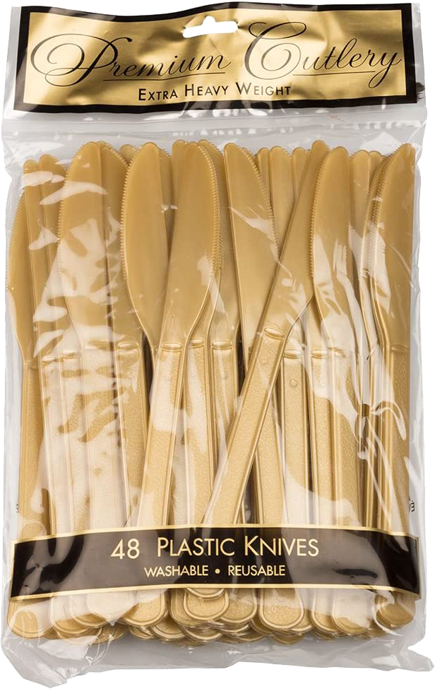 Gold Plastic Knives - 50 Pack
