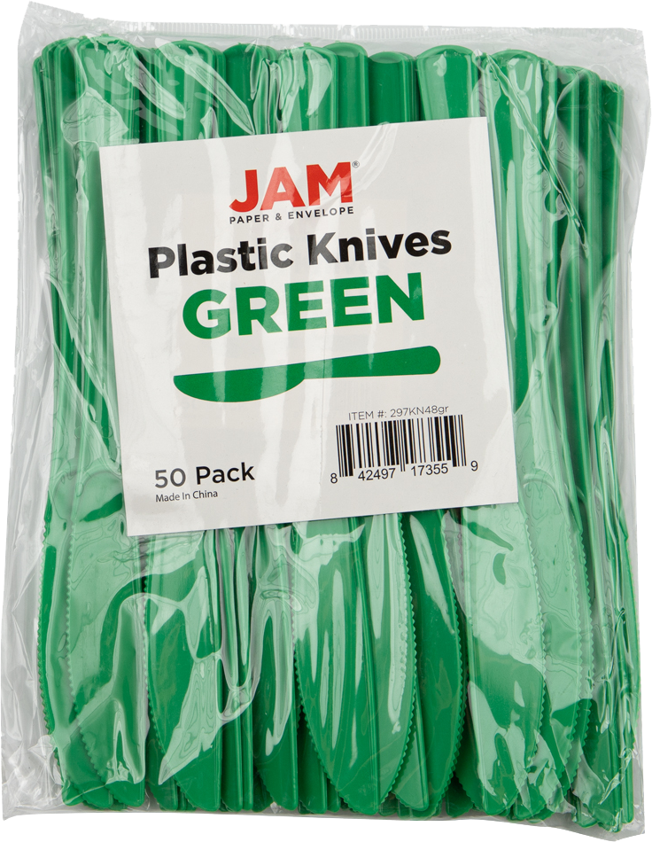 Green Plastic Knives - 50 Pack