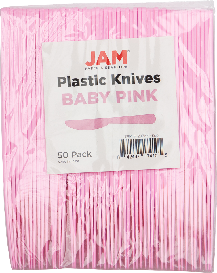 Baby Pink Plastic Knives - 50 Pack