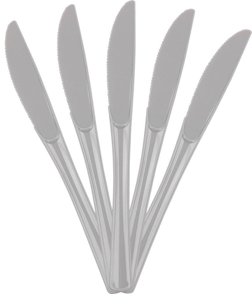 Silver Plastic Knives - 50 Pack