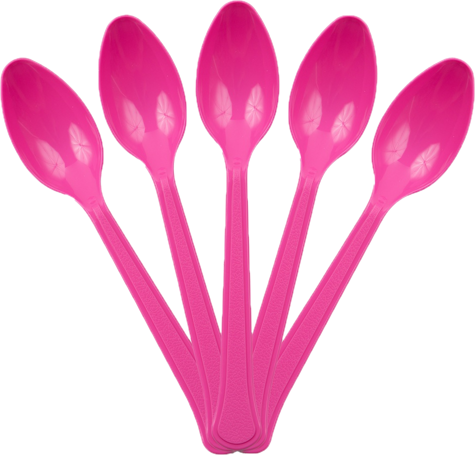 Fuschia Pink Plastic Spoons - 50 Pack