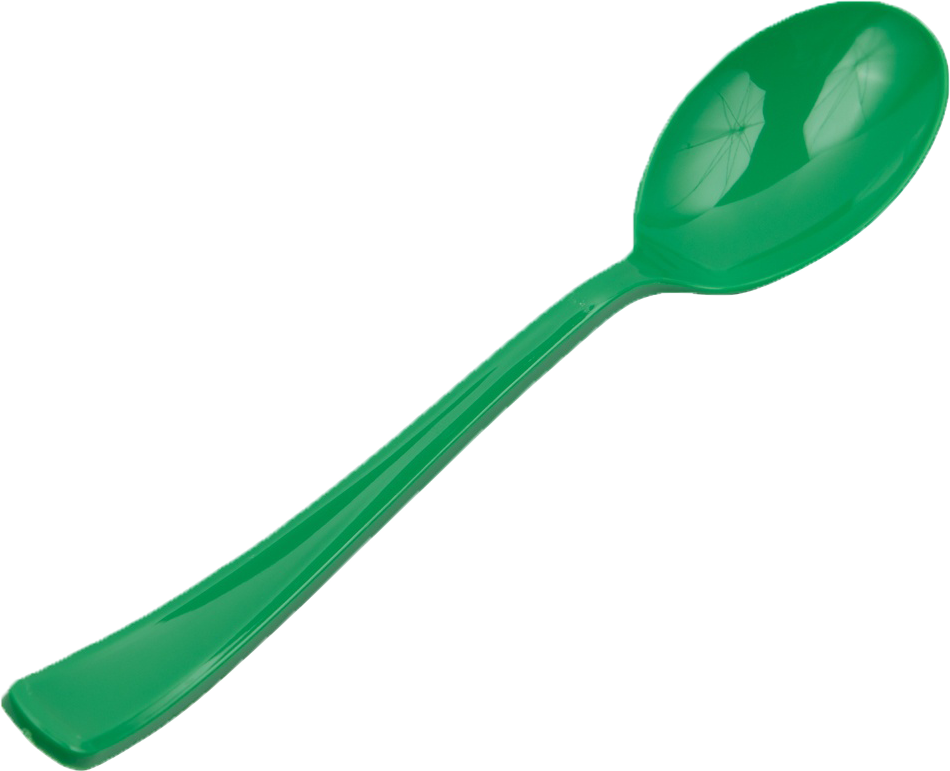 Green Plastic Spoons - 50 Pack