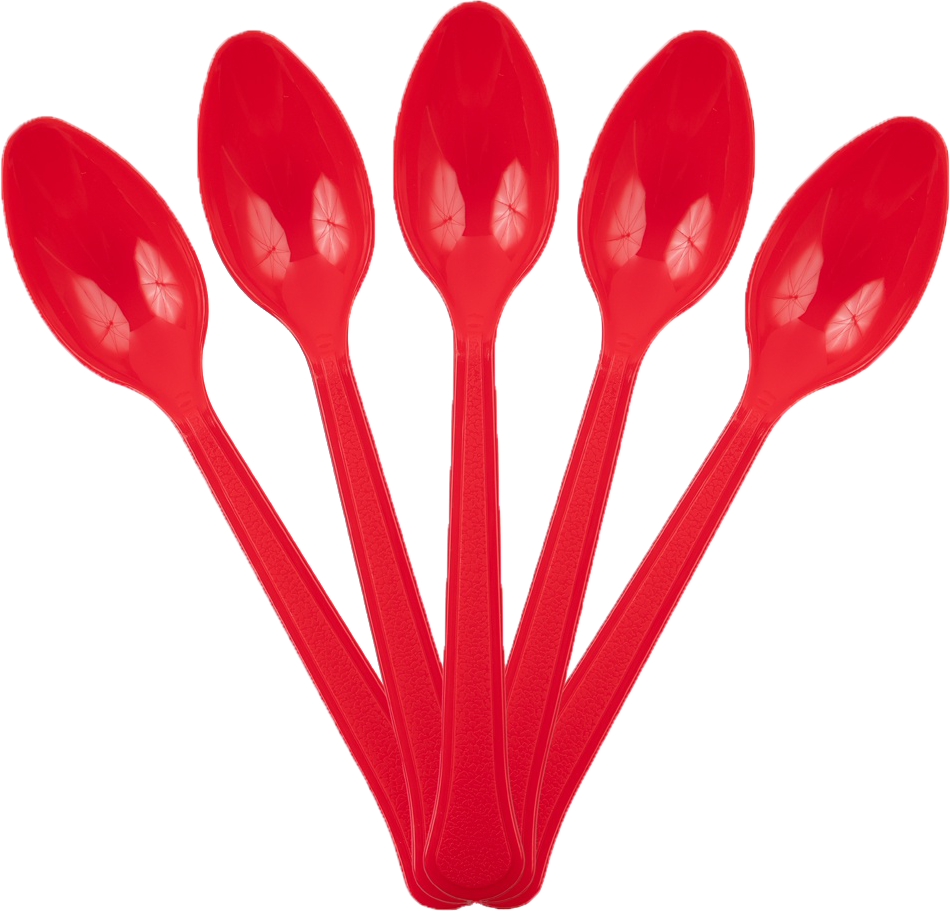 Red Plastic Spoons - 50 Pack