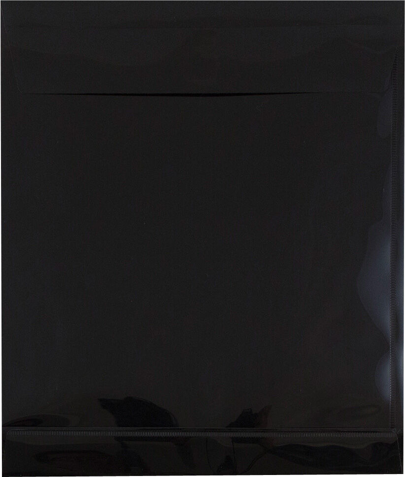 Black Letter Open End with 1" Expansion Plastic Envelopes (9 3/4 x 11 3/4) with Hook and Loop Closure