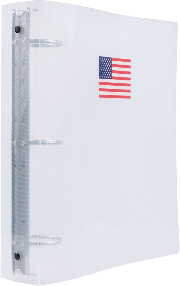 Clear American Flag Clear Plastic 2 Inch 3-Ring Binder