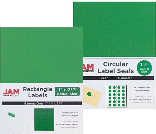 Green 1 x 2 5/8 Address and 1 x 1 2/3 Circle Labels Set