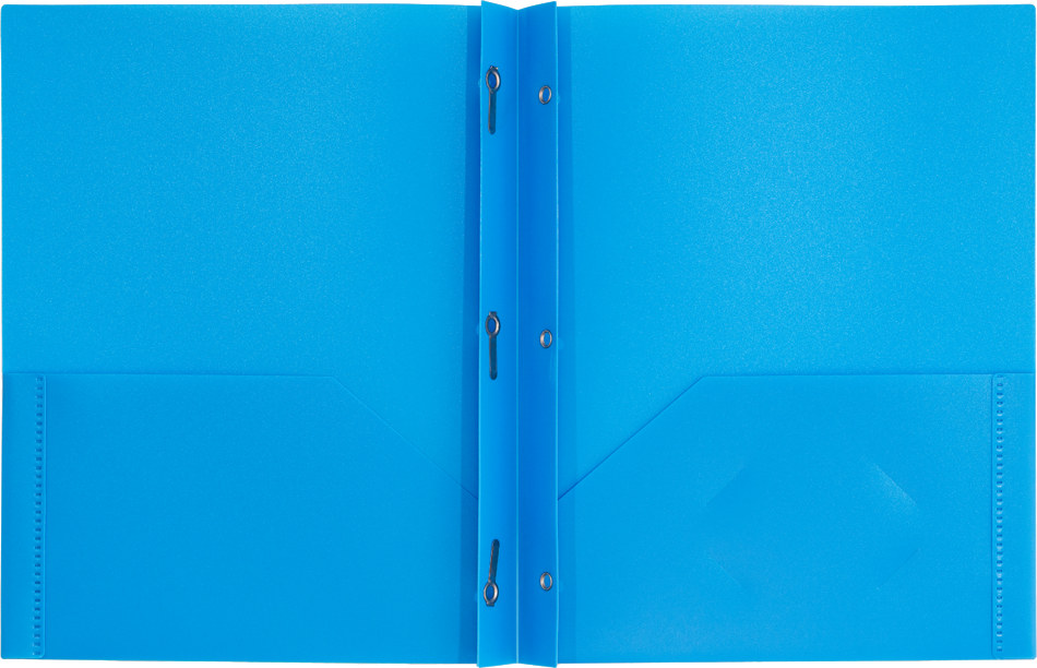 Light Blue 9 x 12 Plastic Pop Folders with Clasp