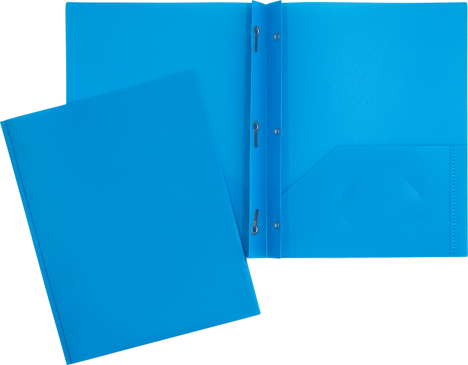 Light Blue 9 x 12 Plastic Pop Folders with Clasp