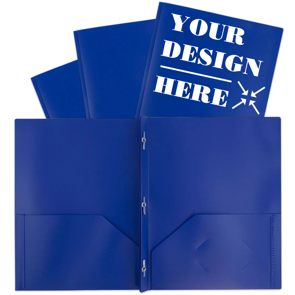 Blue 9 x 12 Plastic Pop Folders with Clasp