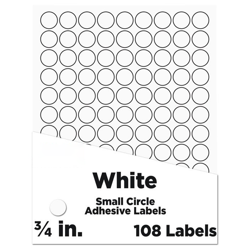 White Small 3/4 Inch Round Labels