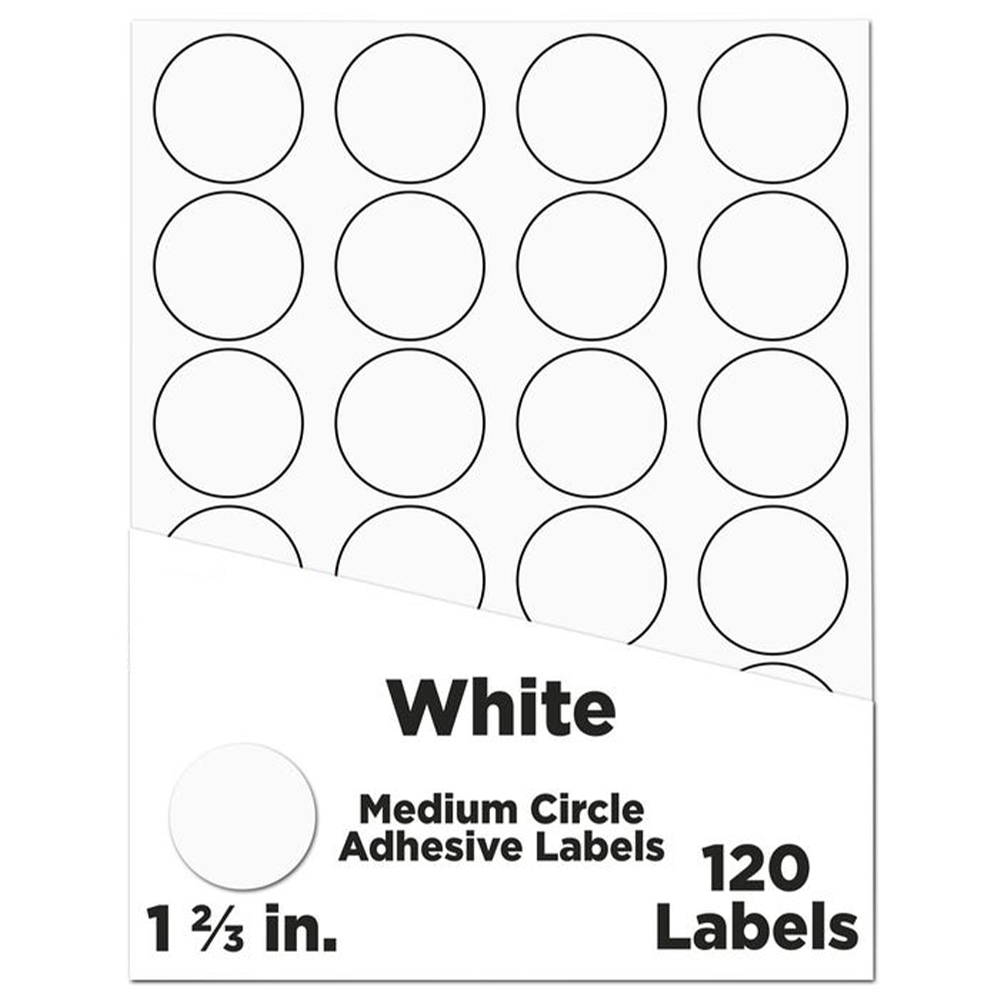 White Medium 1 2/3 Inch Round Labels