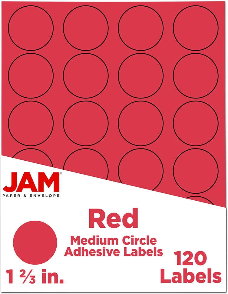 Red Medium 1 2/3 Inch Round Labels