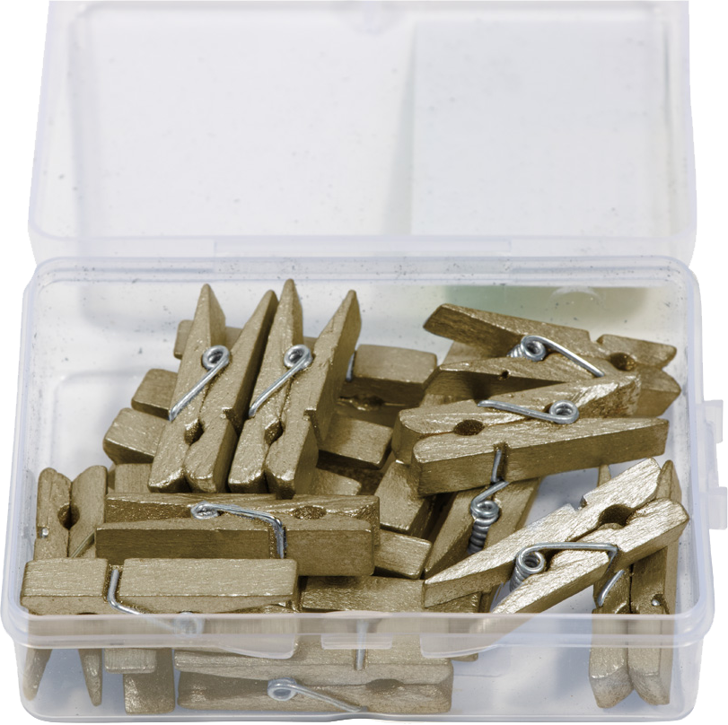 Gold Large 1 3/8 Inch Wood Clips - 18 Pack