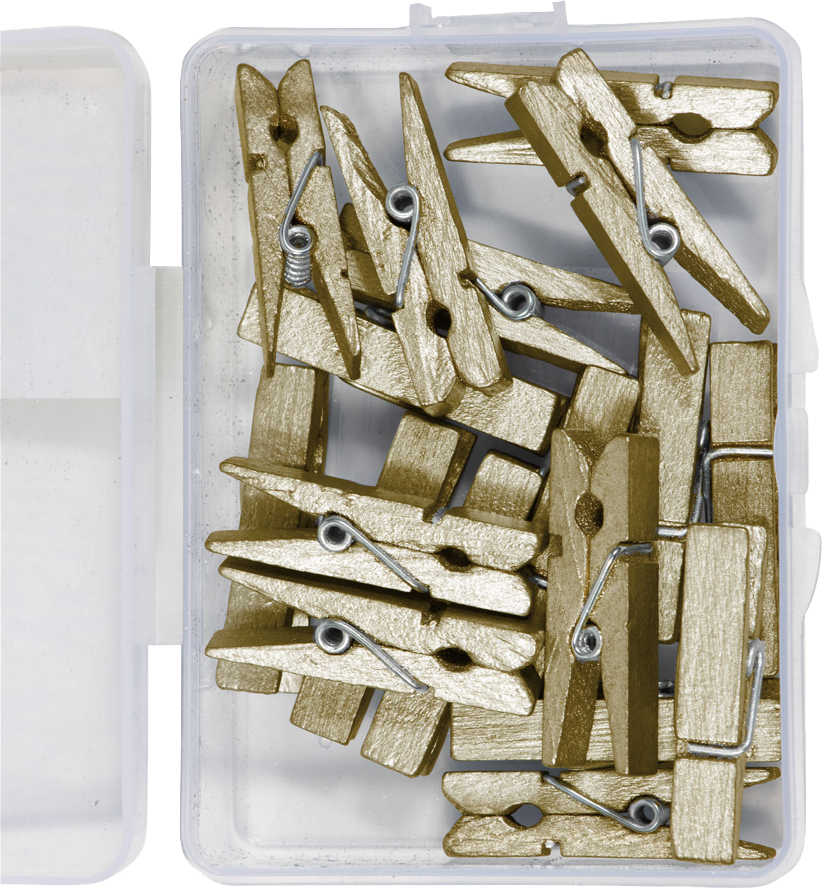 Gold Large 1 3/8 Inch Wood Clips - 18 Pack