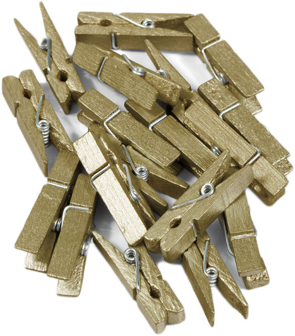 Gold Large 1 3/8 Inch Wood Clips - 18 Pack