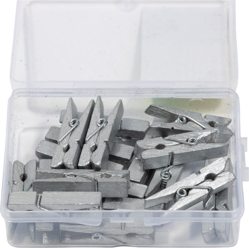 Silver Large 1 3/8 Inch Wood Clips - 18 Pack
