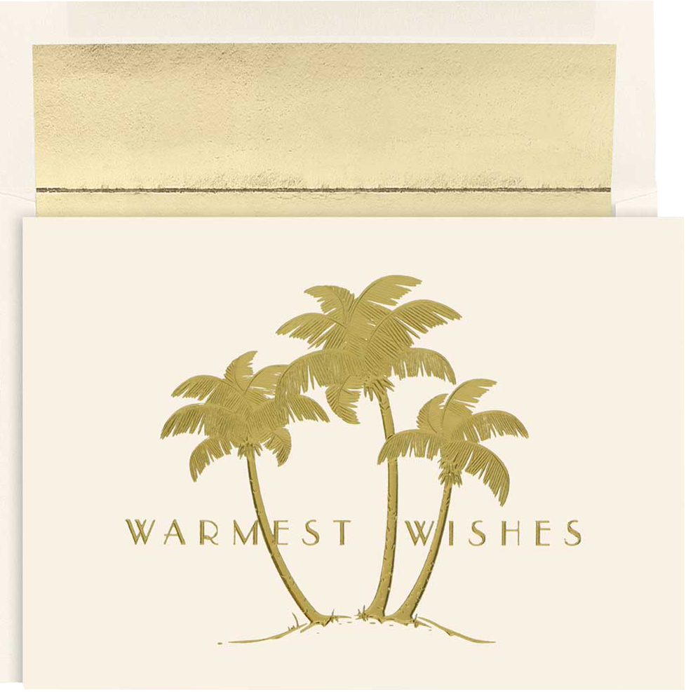Gold Palms Christmas Cards - 16 Pack