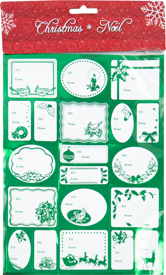 Green Foil Christmas To/From Mini Stickers