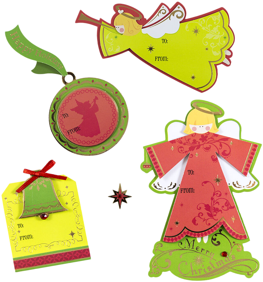 Green Angel Christmas Gift Label Stickers