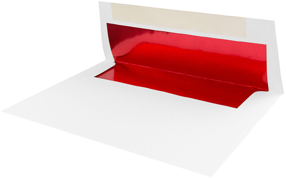 White with Red Foil Lining 24lb A8 Invitation Envelopes (5 1/2 x 8 1/8)